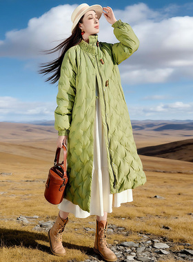 清【恰逢晚冬】复古原创刺绣羽绒服女冬季纯色修身牛角扣加厚外套