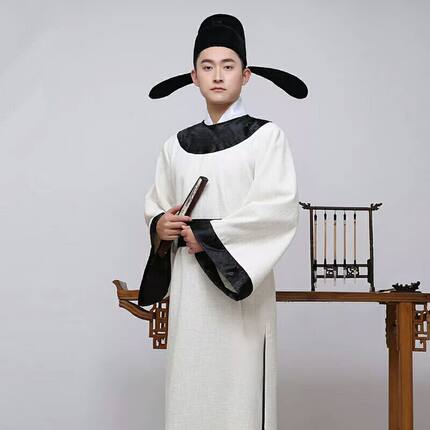 唐朝古诗三百首古装李白杜甫诗歌朗诵棉麻汉服书生秀才诗人演出服