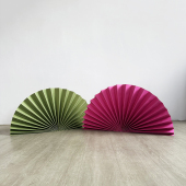 婚庆折纸扇南洋风婚礼布置订婚宴背景装 饰大折扇玫红色半圆扇子