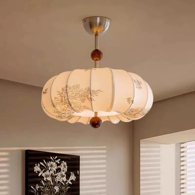 中古风卧室吊灯法式复古奶油风书房客厅主卧灯印花布艺餐厅灯具