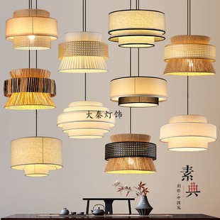 日式侘寂风麻绳吊灯禅意茶室民宿复古工业风餐厅中古风饭店吊灯