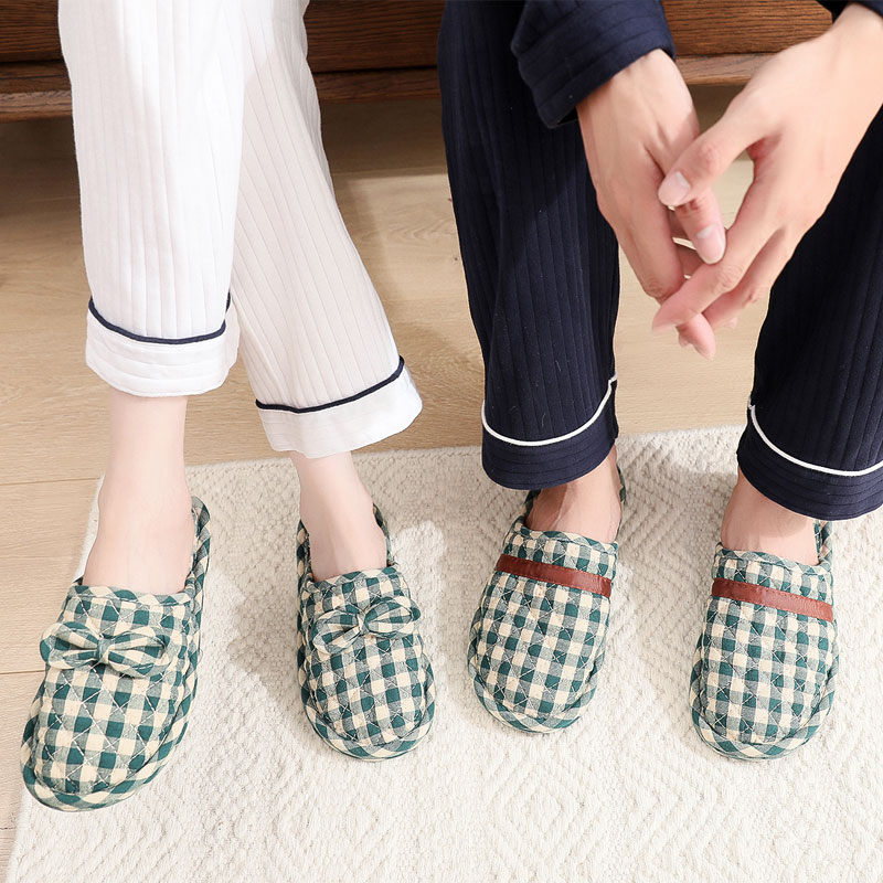 韩版情侣包头蝴蝶结布底防滑颗粒