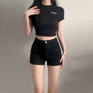 下衣失踪黑色牛仔超短裤女春夏季紧身甜辣妹jazz爵士跳舞蹈热裤子