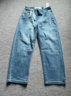 神裤推荐!欧单ZH女生26春秋 经典妈妈裤弯刀裤香蕉裤 洗水牛仔裤