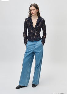 德单IVY 295欧！2026夏季新款 精美镂空蕾丝 荷叶边长袖衬衫礼服