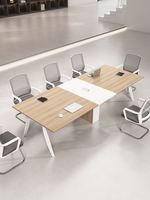 仟杰办公室会议桌小型长桌4-6-8人洽谈培训桌椅子组合条形桌简约