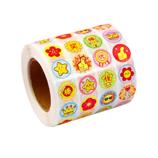 儿童奖励贴纸卡通可爱表扬贴小学生幼儿园小贴画贴贴纸女孩礼盒卷卷贴家长老师用星星大拇指小红花鼓励奖励贴