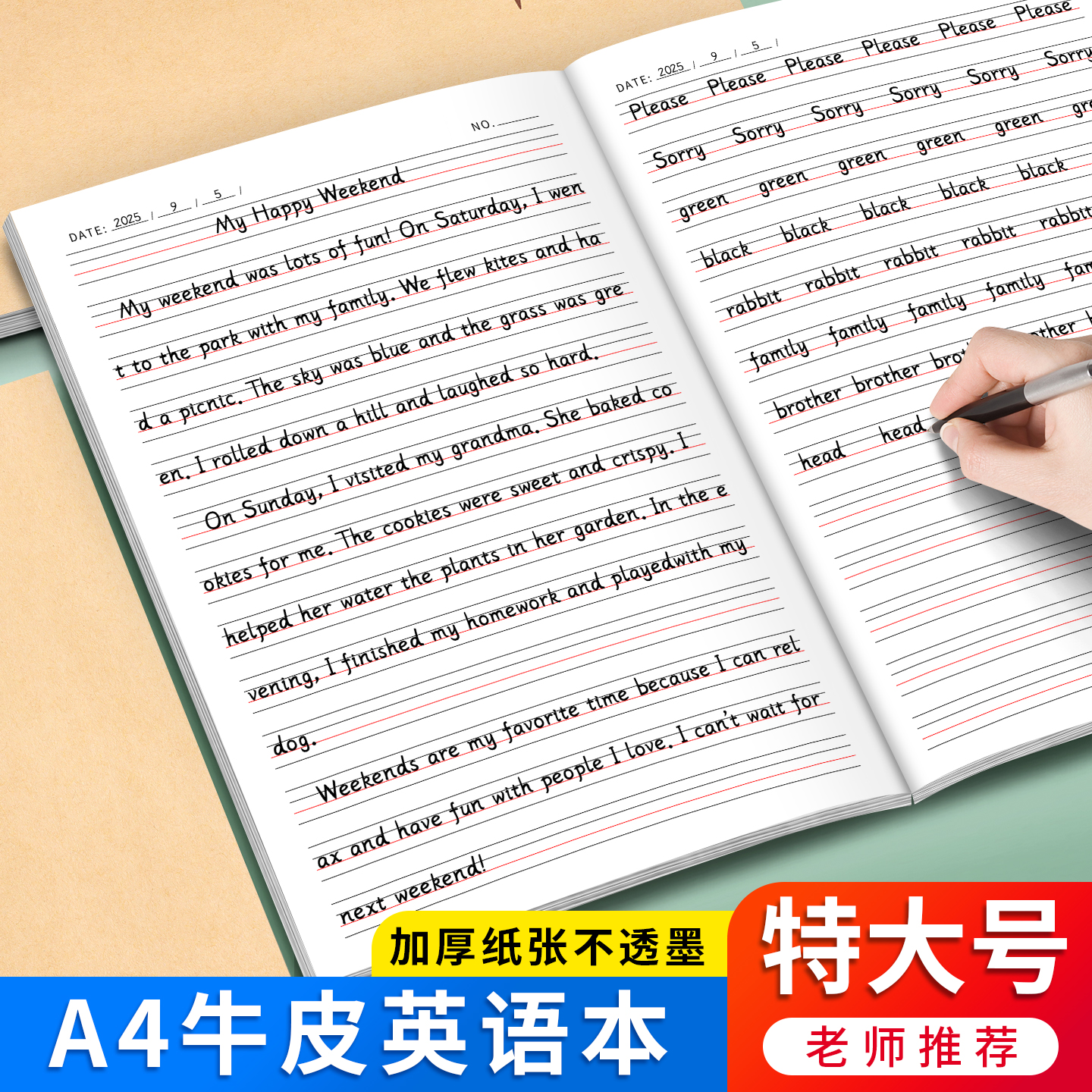 特大号a4英语本子四线三格作业簿