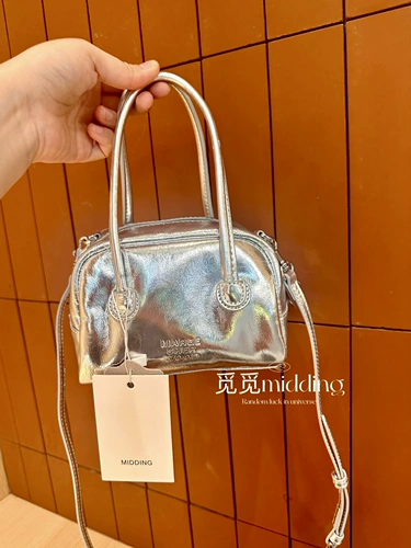 Небольшая дизайнерская серебряная кожаная сумка, Южная Корея, воловья кожа