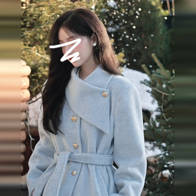 富家千金风蓝色呢子大衣女装春秋季高级感韩系小个子短款毛呢外套,女装/女士精品,大码呢大衣,淘宝优惠券,粉丝福利购,淘宝优惠卷