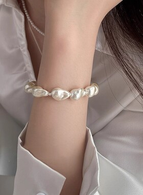 水晶巴洛克珍珠手链女ins 小众轻奢设计高级感串珠气质百搭手饰潮