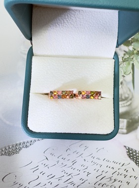 天然水晶碧玺耳环耳扣双排主石