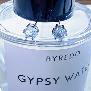 S925纯银针防过敏高级感天然天空蓝托帕石耳钉气质百搭礼物女饰品