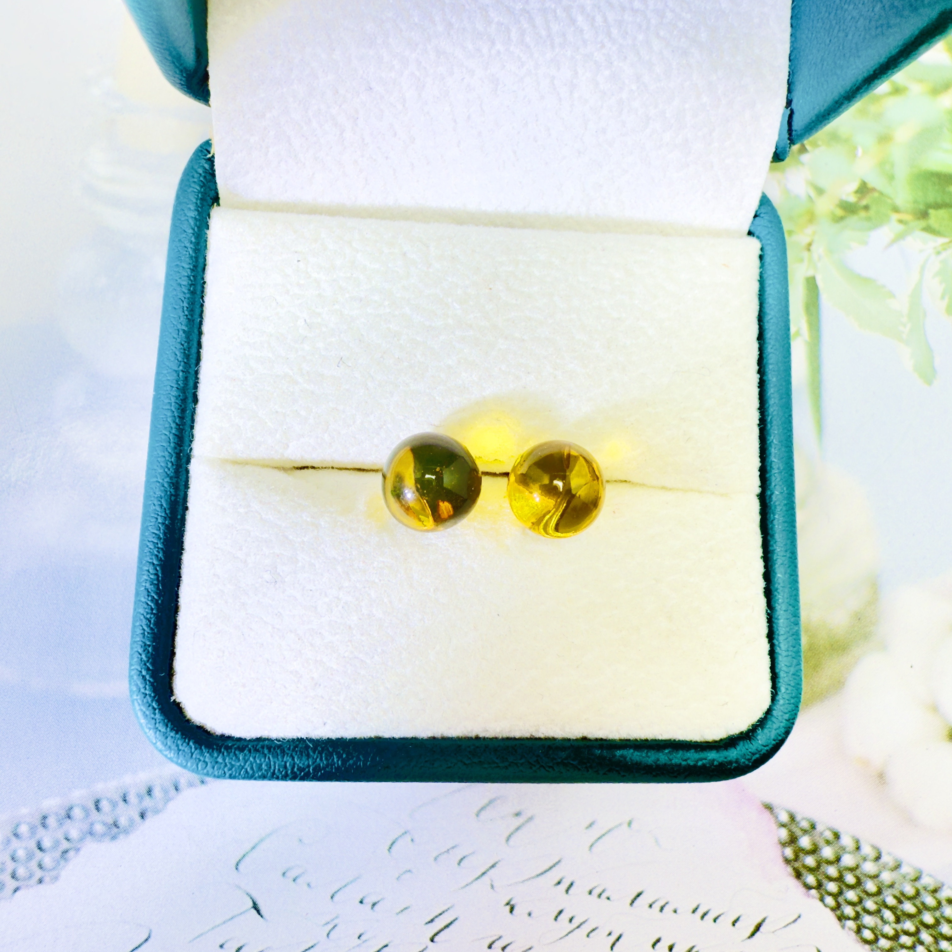 纯银针天然原矿蓝珀单珠耳钉大m