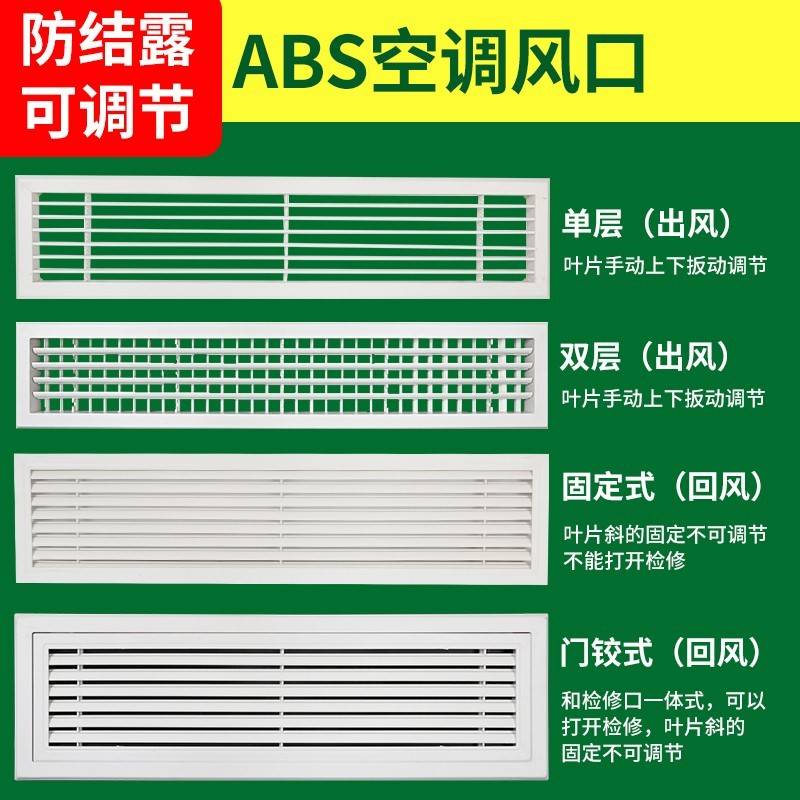 中央空调出风口塑料材质双层可调百叶窗出风长方形格栅式新材料。