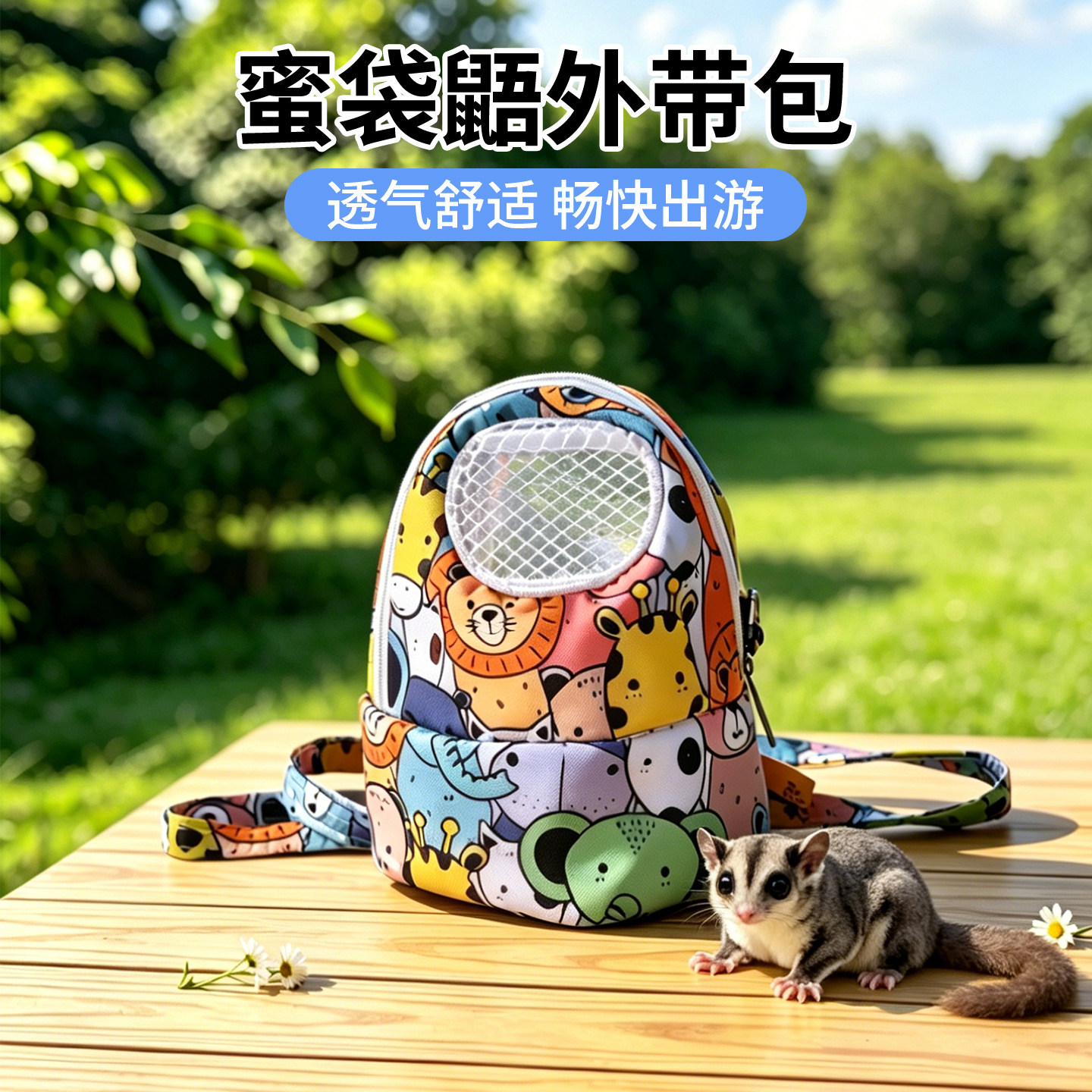 蜜袋鼯外出包夏季透气外带包外带夏季轻便便携小宠旅行背包图片