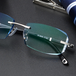 300度散光变色镜 200 配新款 近视成品男超轻无框钻石切边眼镜100