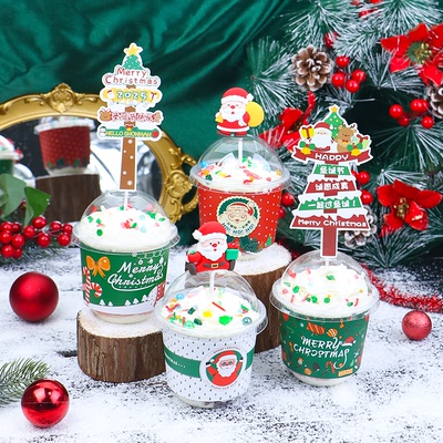 网红啵啵杯圣诞插牌软胶插件