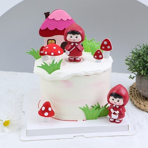 网红小红帽树脂造型儿童生日派对蛋糕装饰布置桌面手办玩具摆件