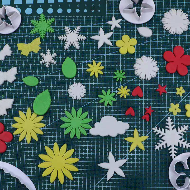 烘焙翻糖工具基础造型按压式饼干模具小花星星塑料切模简单图形