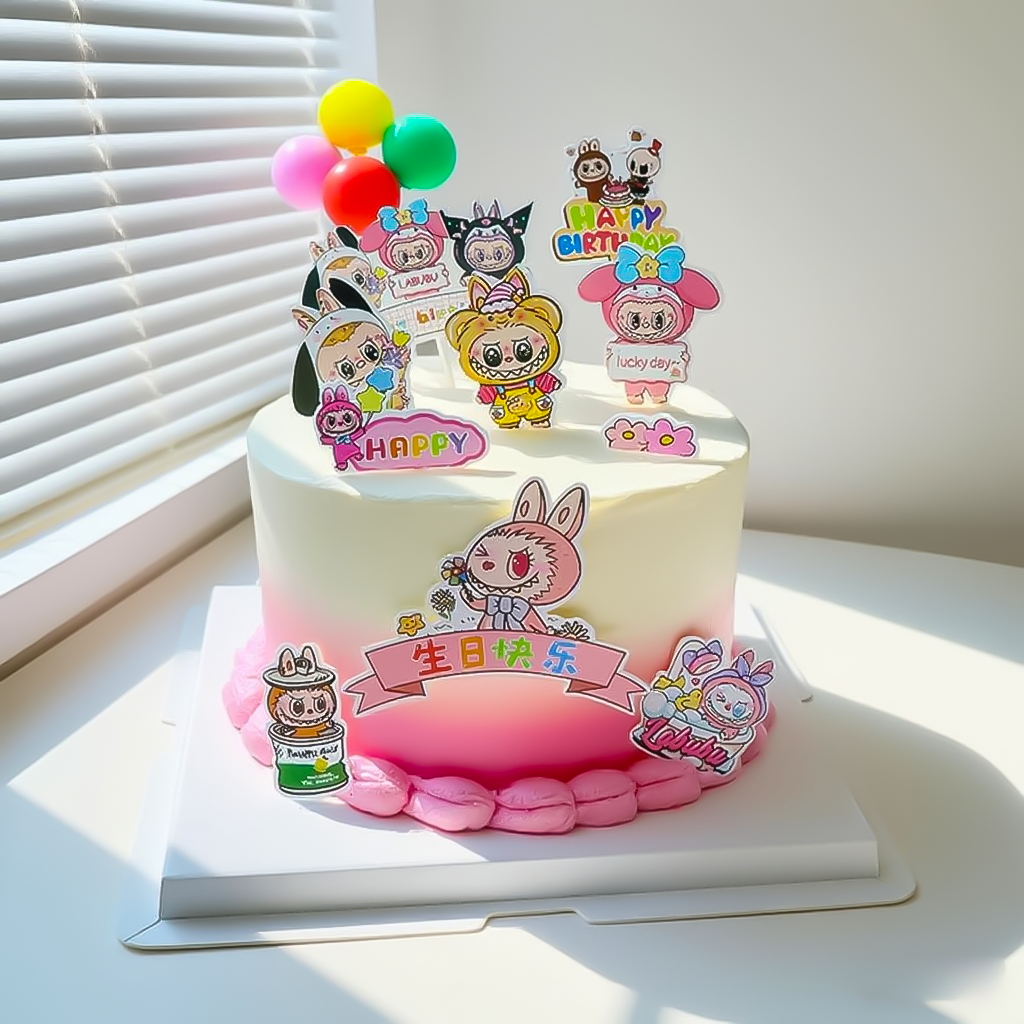 网红款labubu儿童生日主题插牌