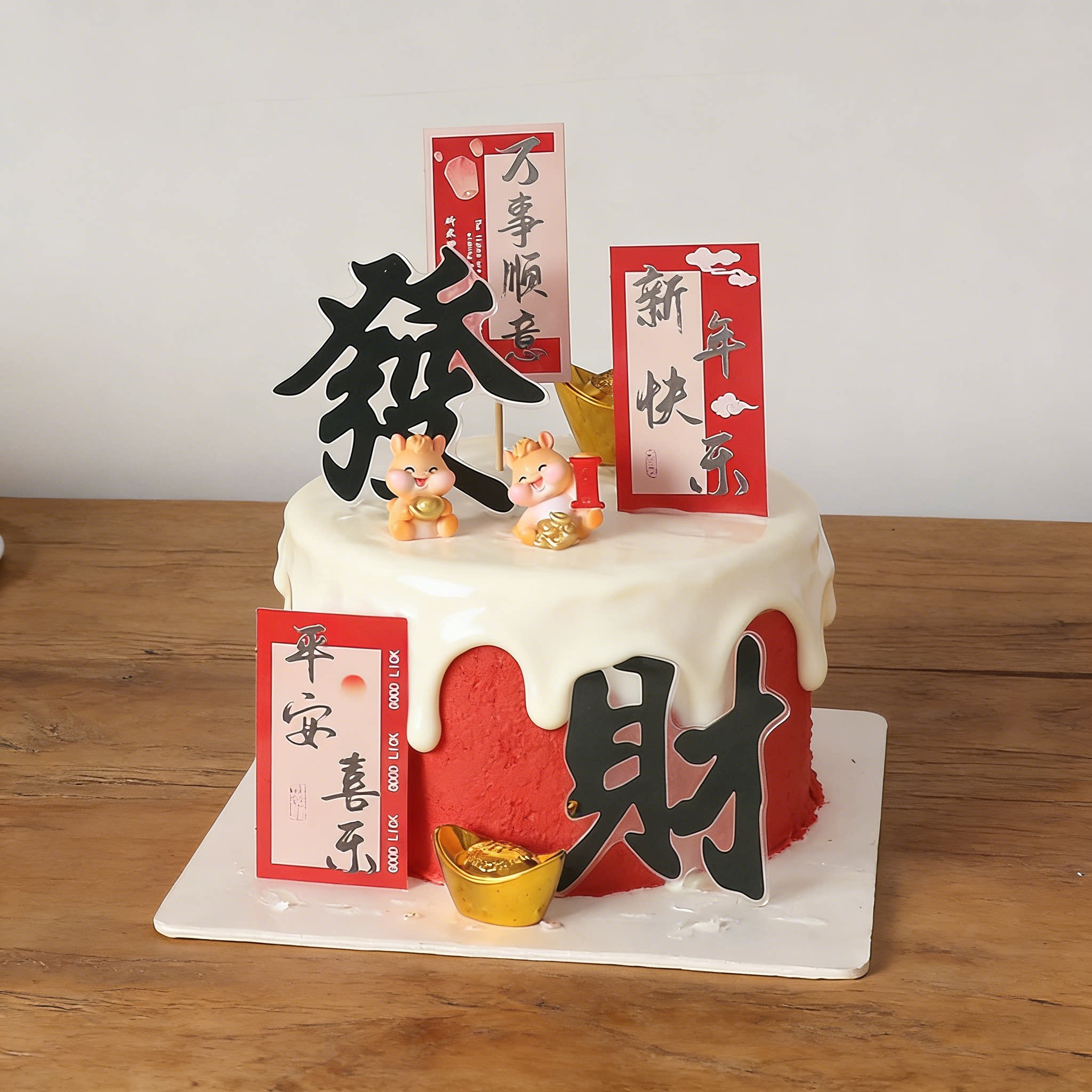 亚克力发财马年万事顺遂蛋糕插件图片