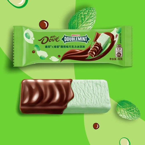 【新品】德芙x绿箭冰淇淋清新薄荷巧克力味脆皮冰淇淋雪糕50g/支