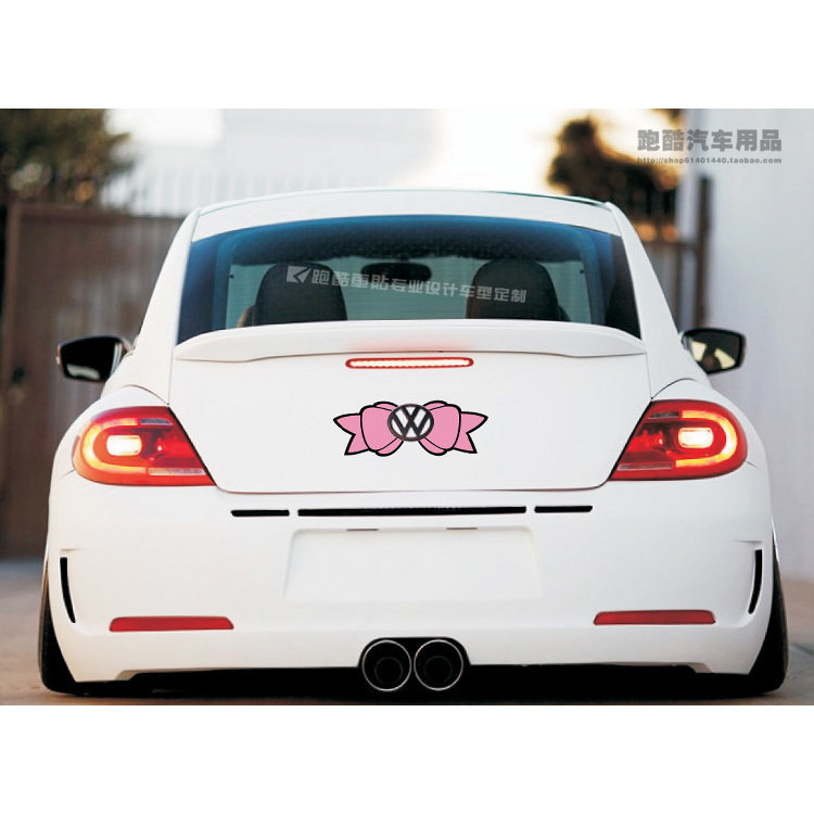 7可爱个性车贴拉花POLO蝴蝶结车标贴高尔夫6 贴纸大众甲壳虫汽车