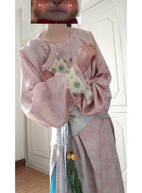 【052】新唐制圆领袍长衫日常汉服女两三松大放量圆领袍男女春款