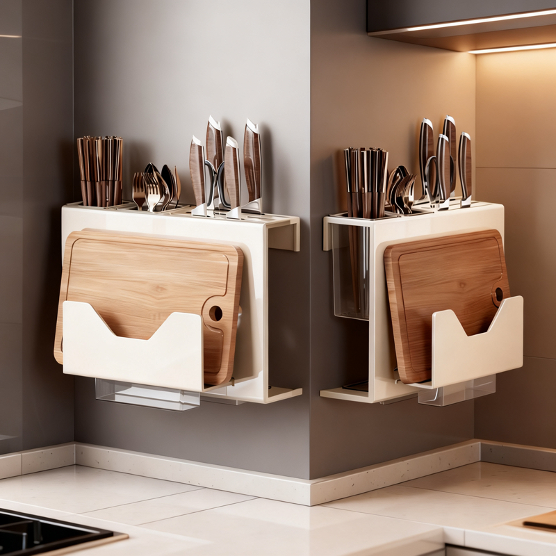 刀架筷笼一体厨房多功能置物架壁挂式免打孔砧板菜板刀具收纳架,厨房/烹饪用具,抹布架/厨房清洁收纳架,淘宝优惠券,粉丝福利购,淘宝优惠卷