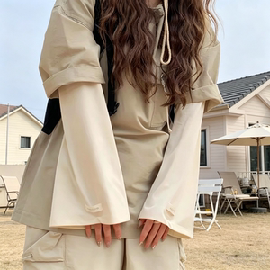 冰丝防晒袖套女夏季薄款宽松大码喇叭袖开车骑行紫外线时尚护手臂