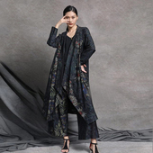 女装 时尚 2020秋季 金兆成大码 新款 套装 印花不规则上衣阔腿裤 两件套