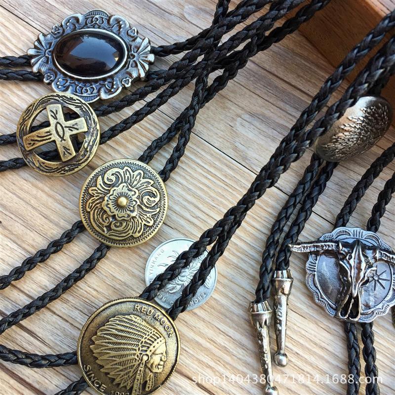 复古衬衫项链 波洛领绳 波洛领带bolo tie 皮项链 男女款长款挂件