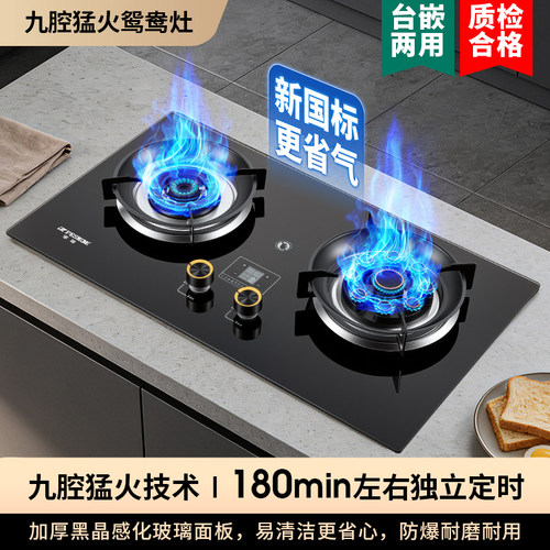 半球双灶台嵌两用猛火燃气灶