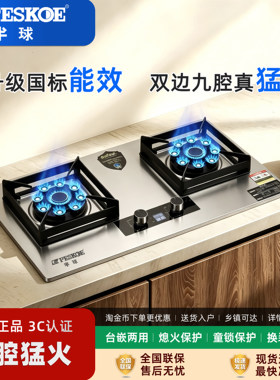 半球大火力双灶台嵌两用燃气炉灶