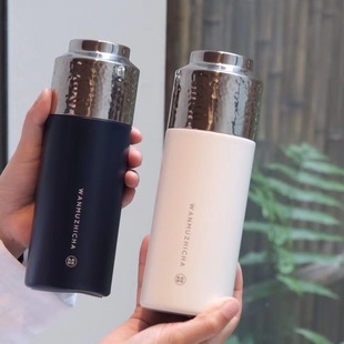 丸木制茶保温杯锤纹款316不锈钢男女高颜值便携大容量学生办公旅