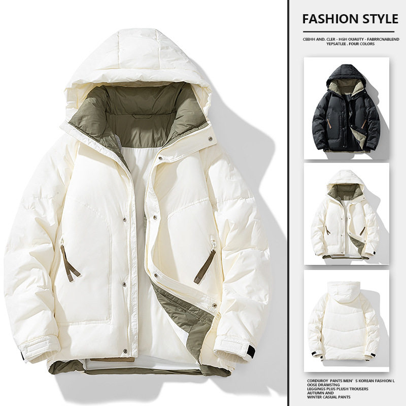 高品质连帽羽绒服男2025冬季防风保暖白鸭绒外套青年潮流时尚上衣