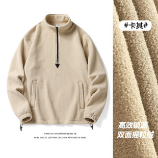 卫衣男士秋冬季新款摇粒绒抓绒刺绣保暖外套青年潮流时尚套头上衣