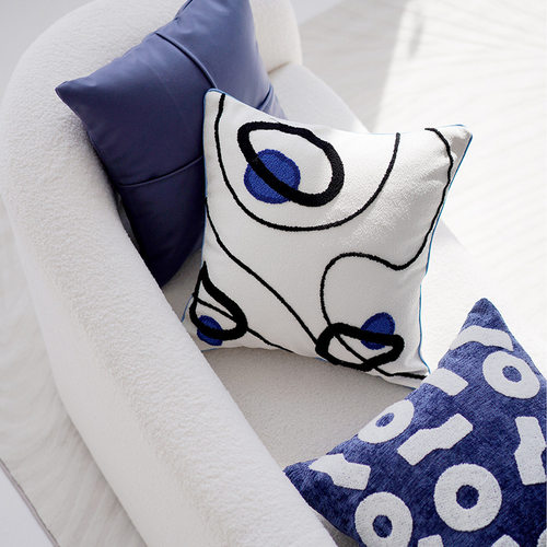 简约现代蓝色沙发客厅枕套