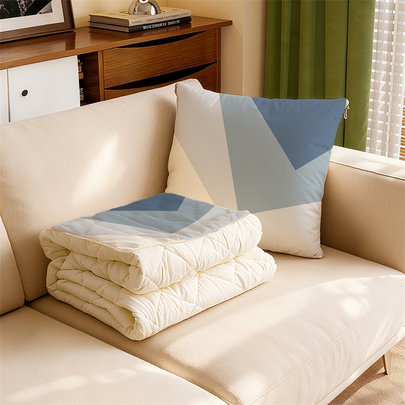 极简几何抱枕被子两用加厚空调毯子午睡汽车载靠枕折叠二合一