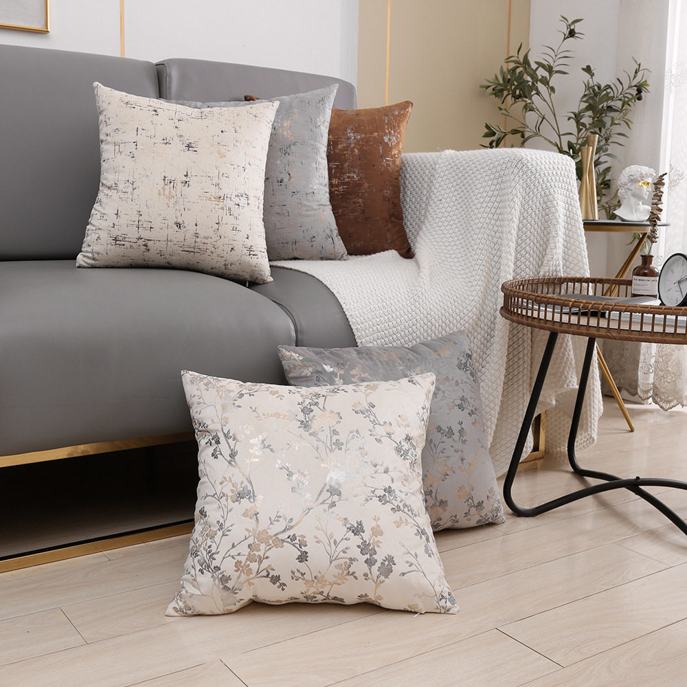 沙发抱枕简约现代方形靠垫抱枕套天鹅绒烫金腰靠,床上用品,枕套,淘宝优惠券,粉丝福利购,淘宝优惠卷