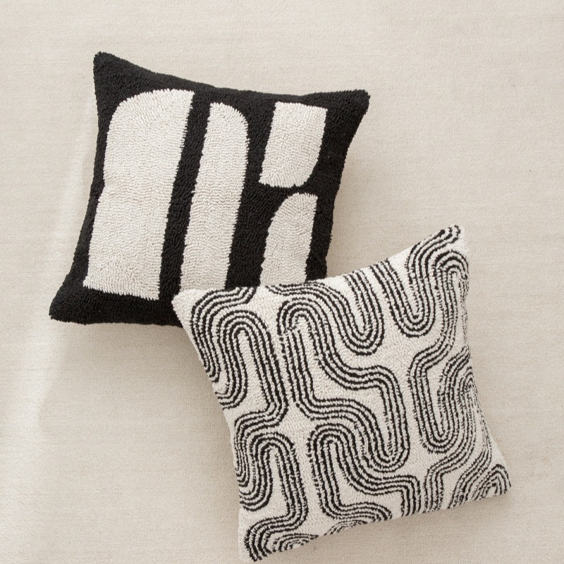 沙发抱枕风帆布簇绒绣床头靠枕