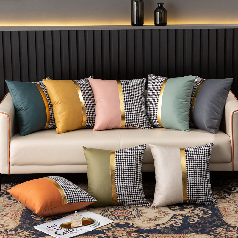 科技布千鸟格客厅方形沙发抱枕床头靠背飘靠枕抱枕套腰枕,居家布艺,靠垫/抱枕,淘宝优惠券,粉丝福利购,淘宝优惠卷