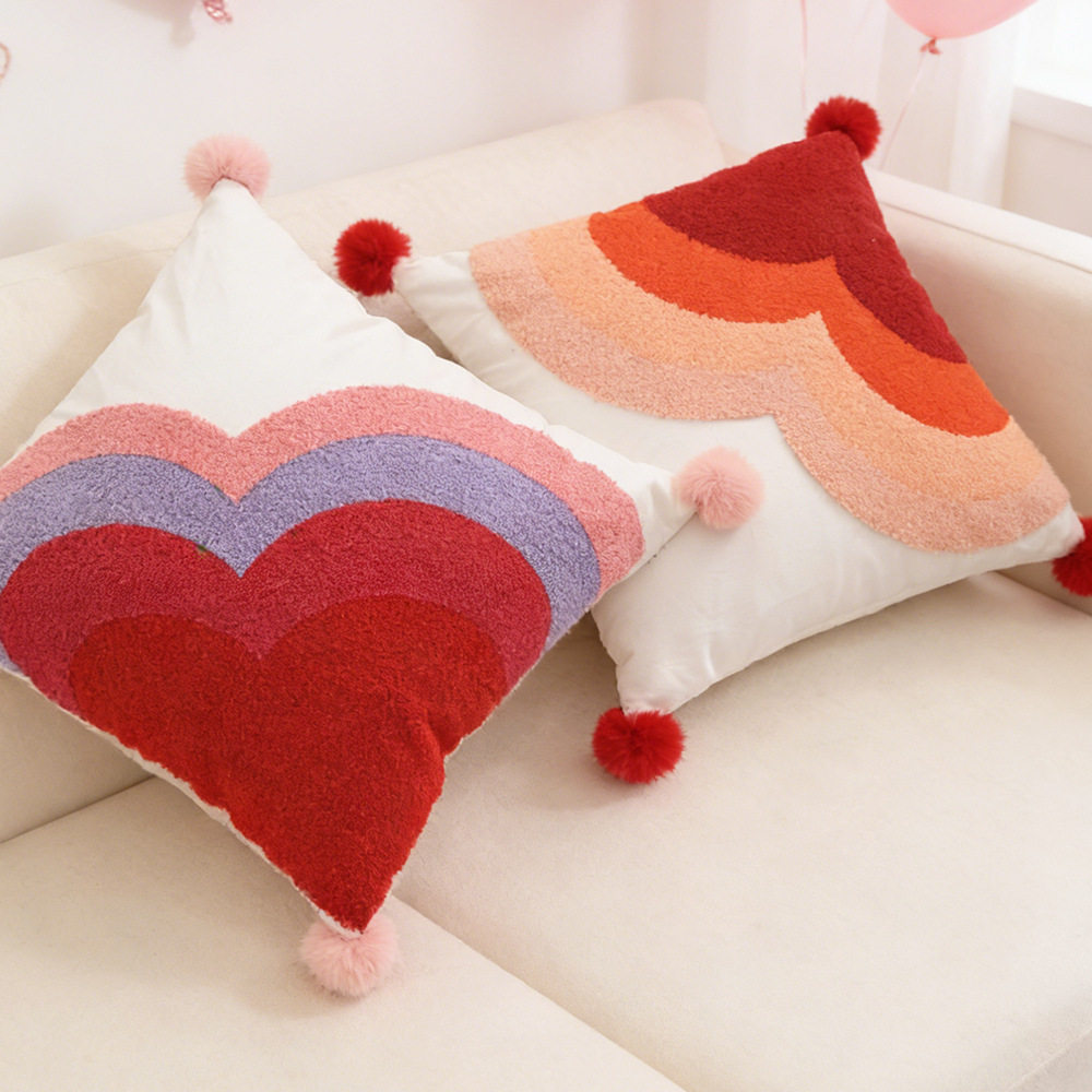 北欧ins毛巾绣花抱枕套 婚庆婚礼客厅沙发卧室爱心靠垫套装饰,居家布艺,抱枕被,淘宝优惠券,粉丝福利购,淘宝优惠卷