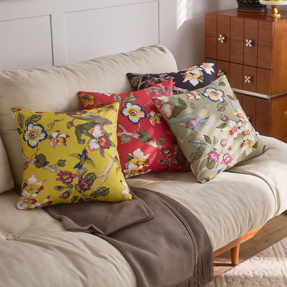 新中式花鸟印花抱枕套客厅沙发红木靠椅子靠枕含芯可拆洗中国风,居家布艺,抱枕被,淘宝优惠券,粉丝福利购,淘宝优惠卷