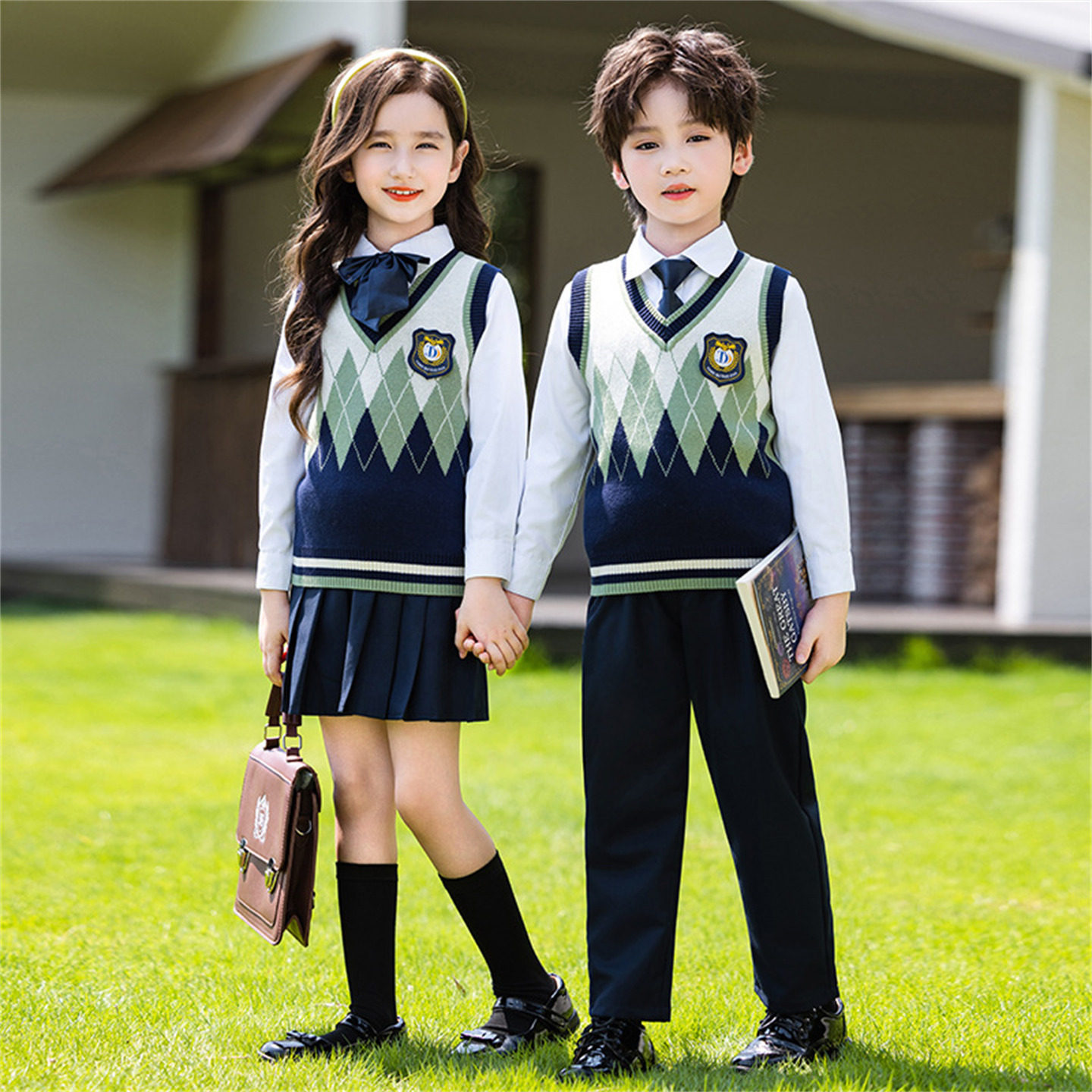 儿童大合唱诗歌朗诵演出服校服学院风中小学生运动会班服园服套装