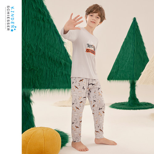 舒雅男童女童莫代尔家居服套装