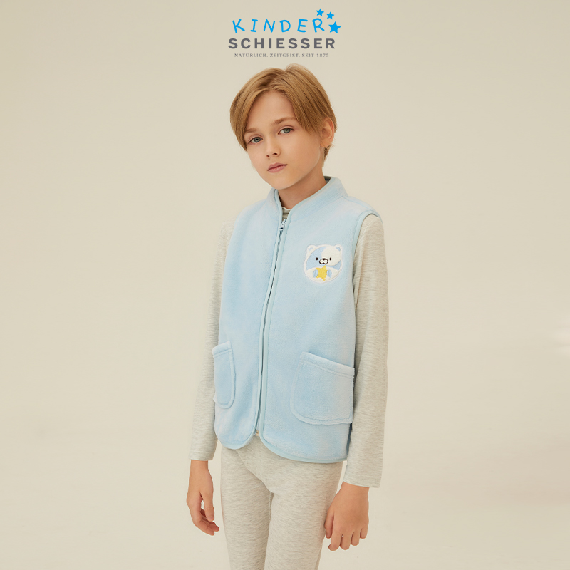 舒雅法兰绒男童拉链立领马甲