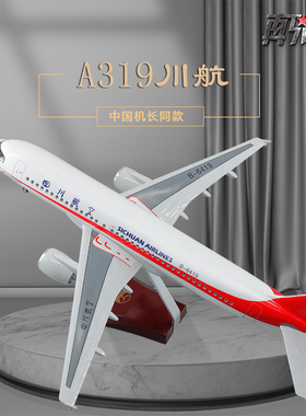 空客A319四川航空1:80带轮子带LED灯光47㎝仿真客机航模收藏展览