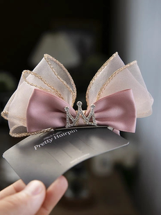 韩版 儿童发夹超仙立体蝴蝶结顶夹小女孩皇冠发卡公主夹网红压夹